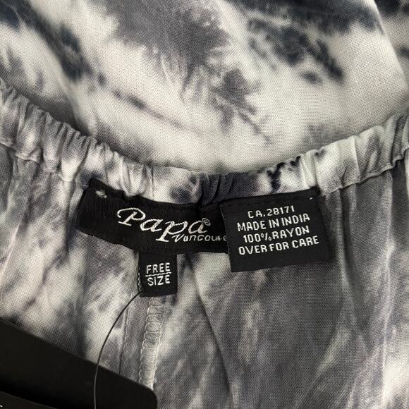 Papa Vancouver Jumpsuit Womens Small Gray Tie Dye Wide Leg Crop Boho Vacation - Picture 11 of 13